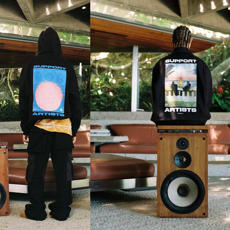 Models sport The Wearable Album collaboration collection hooded sweatshirts