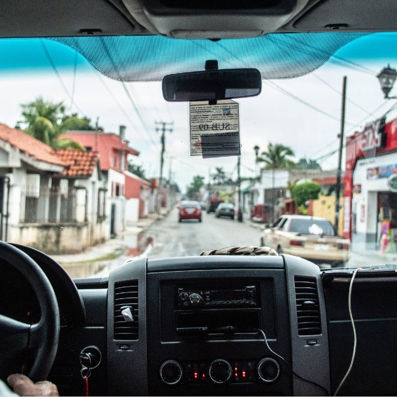 People driving through Mexico
