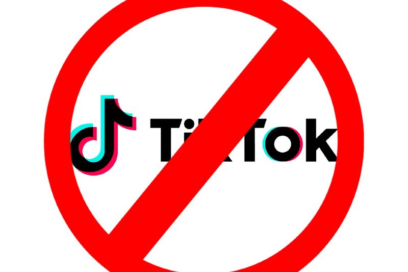 TikTok logo with a prohibited symbol above it