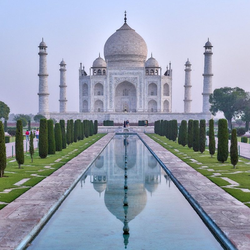 A travel photo of the Taj Mahal.
