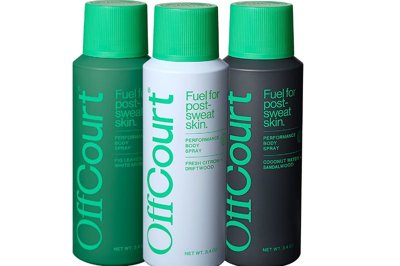 A group of three OffCourt Performance Body Sprays.