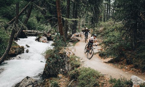Mountain biking on a trail