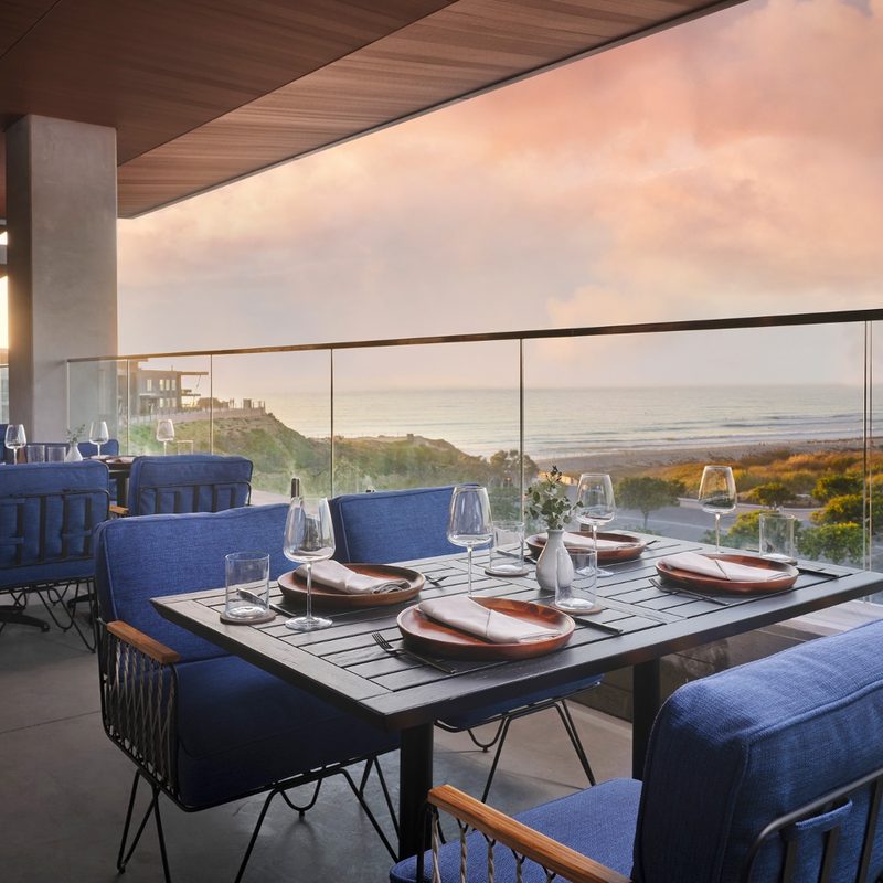 A shot of the patio at VAGA Restaurant in California