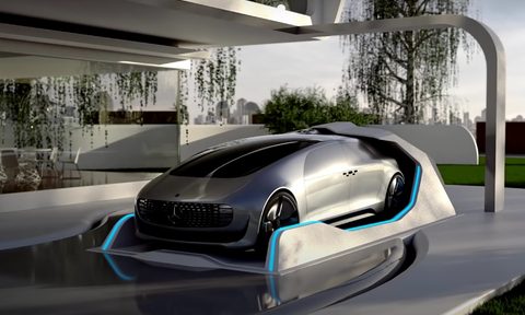 A flying car parked in a screenshot from The Future of Transportation on YouTube.