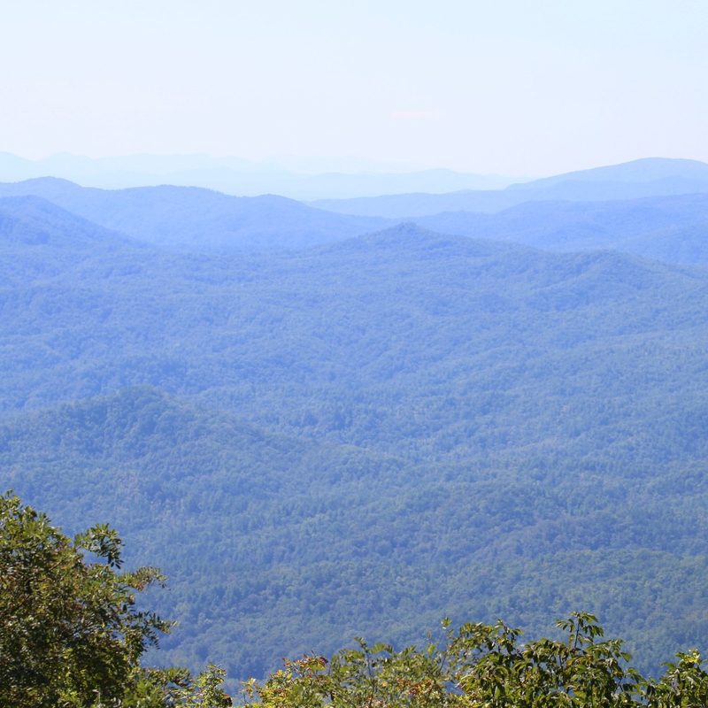 A view of the Blue Ridge Mountains in Blowing Rock, North Carolina.