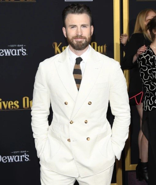 Chris Evans in white suit