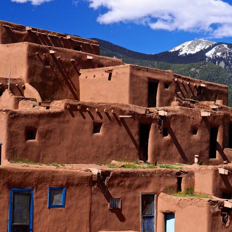 An adobe house at Taos Pueblo, Taos, New Mexico.