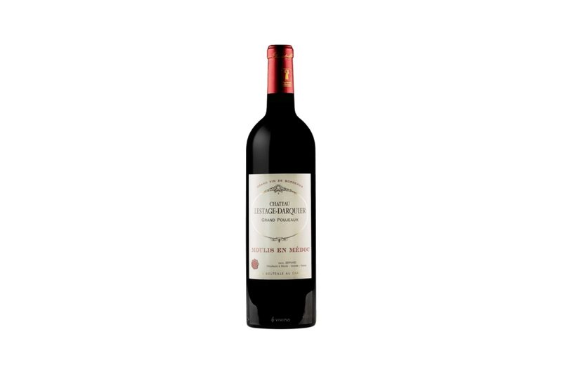Grand Poujeaux Medoc wine bottle.
