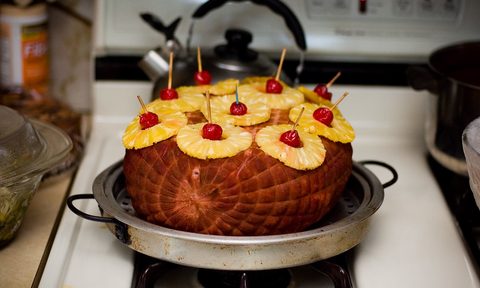 Ham with pineapples and cherries