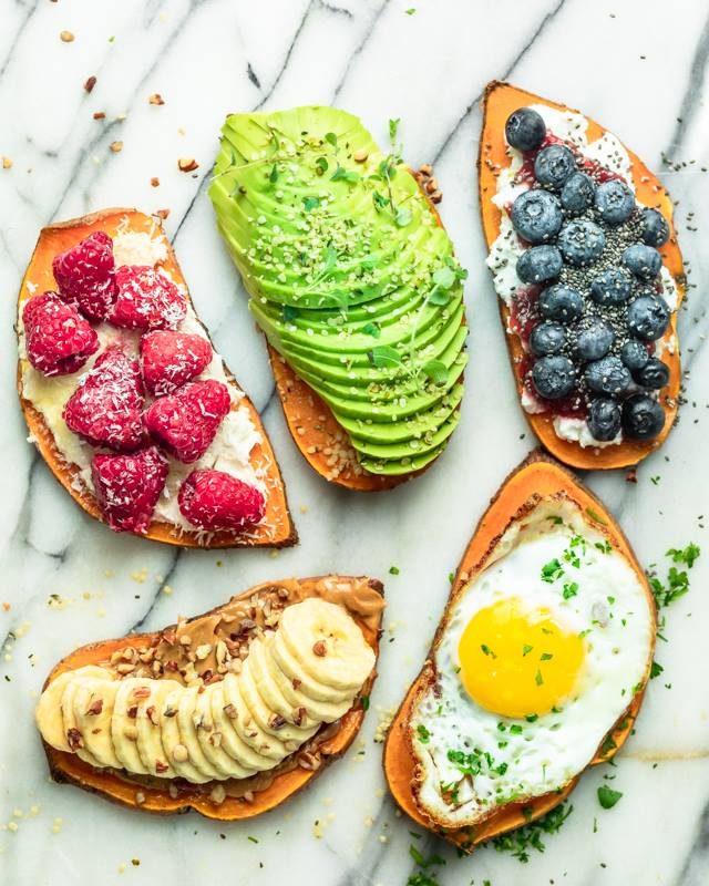 Sweet potato toast, five options