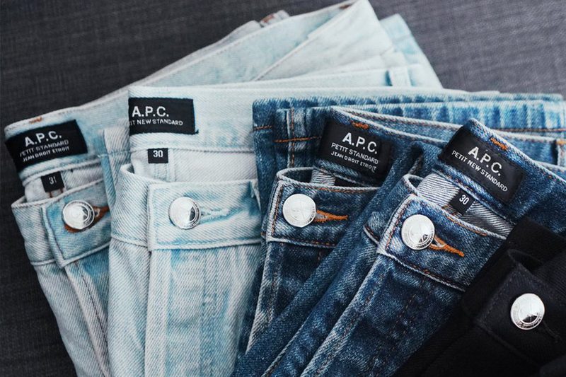 A furled out stack of A.P.C. jeans.