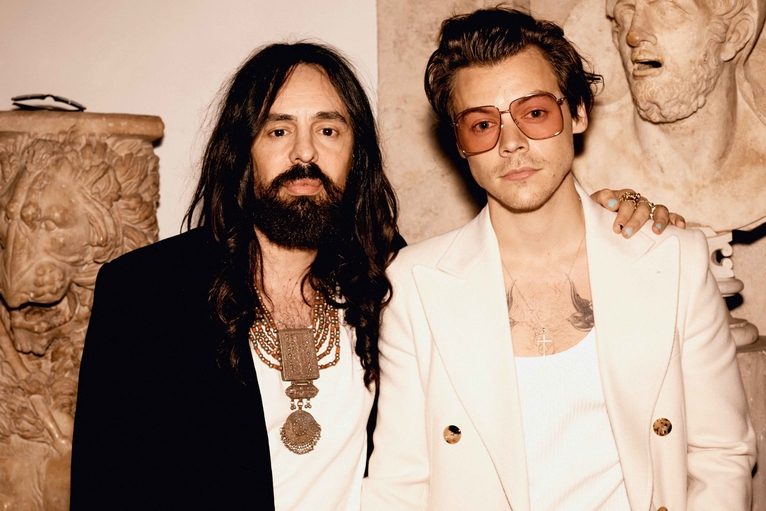 Harry Styles with Gucci Creative Director Alessandro Michele