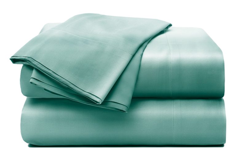 A portrait of My Sheets Rock Turquoise Regulator bed sheets.