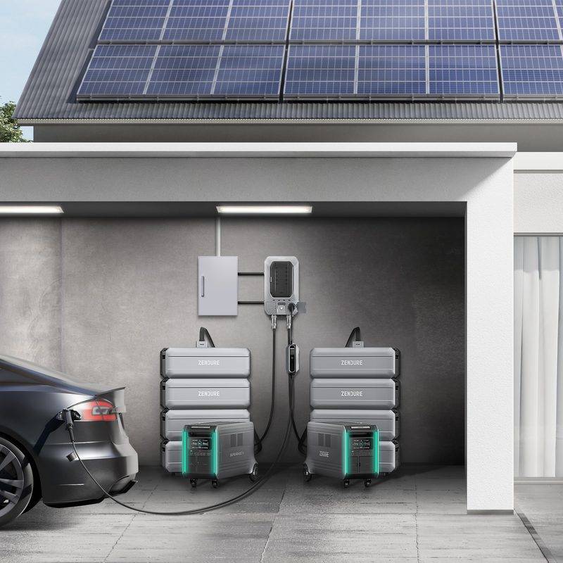 SuperBase V EV charging in garage for vehicles and beyond.