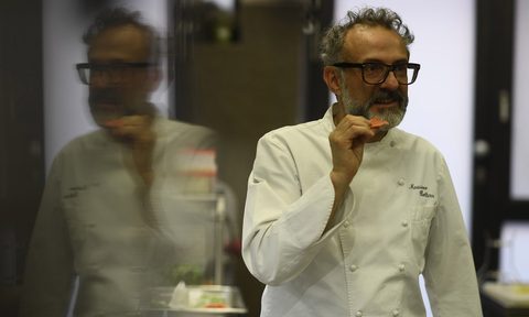 Chef Massimo Bottura in his restaurant.