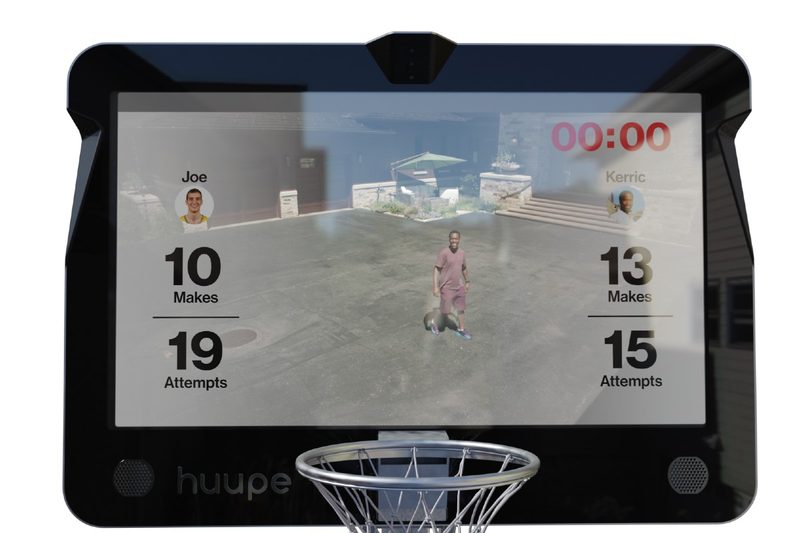 The Huupe smart basketball backboard screen.