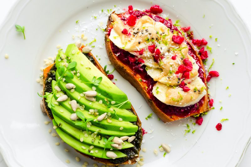 Healthy sandwich on sweet potato for breakfast or snack