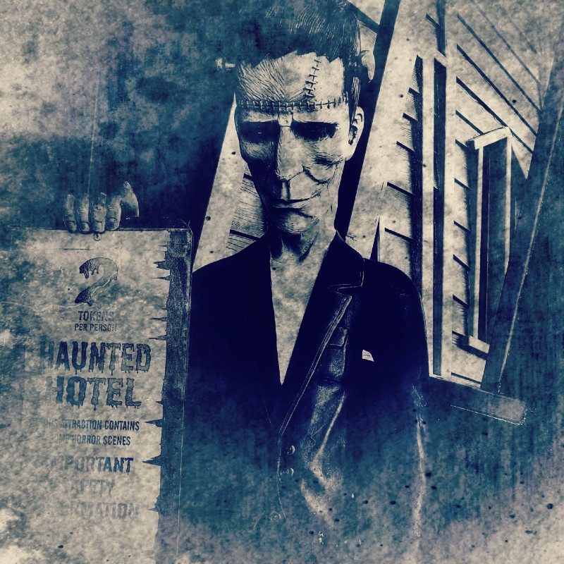 A scary sketched Frankenstein monster.