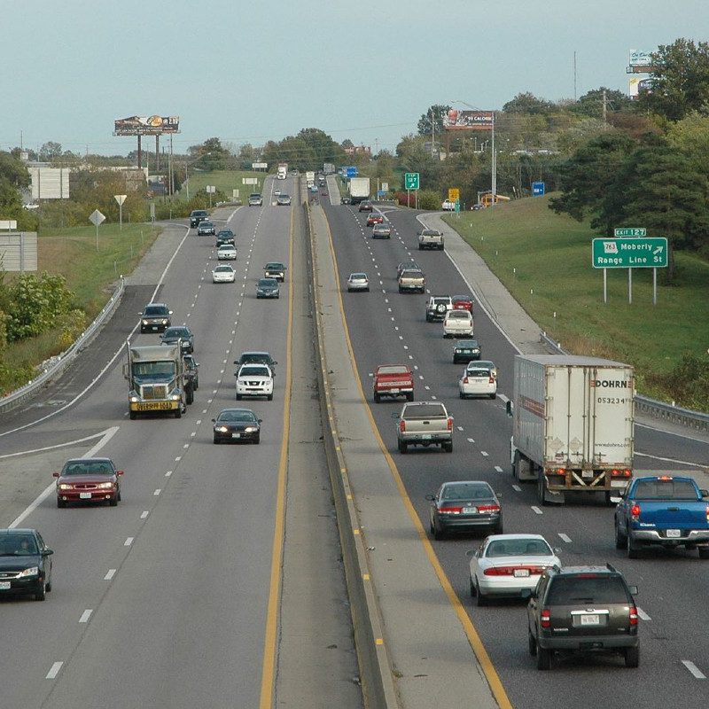 Cars on I-70 in Missouri.