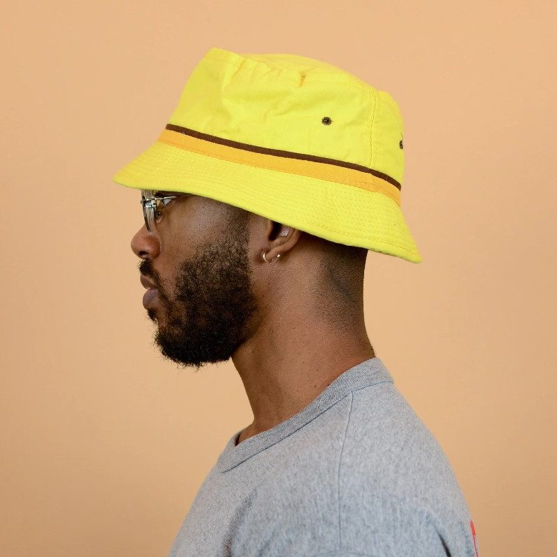 Vintage yellow striped bucket hat.