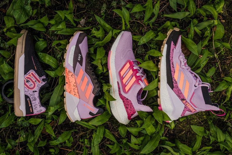 Full lineup of Adidas shoes in the new breast cancer awareness campaign.