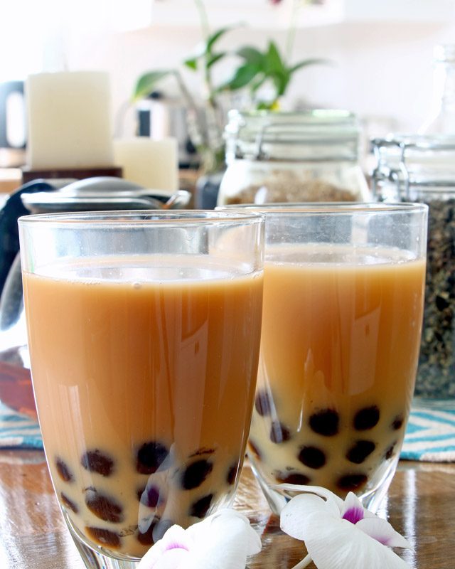 two glasses of boba tea