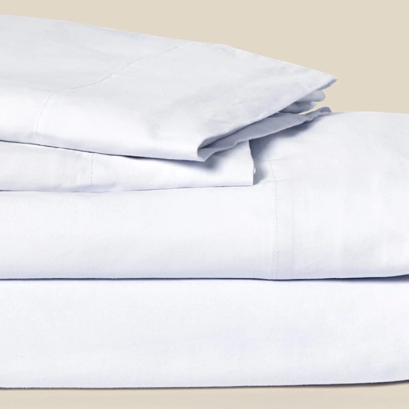 A close-up of a set of Authenticity50 bed sheets.