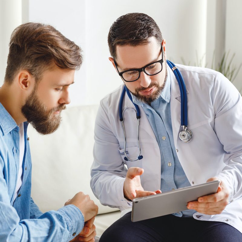 A person with a doctor