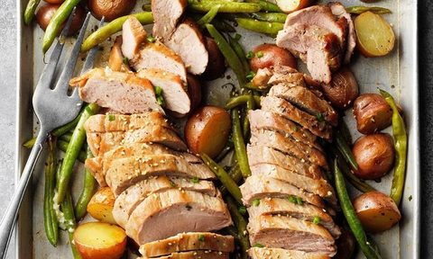 Pork chops sheet pan