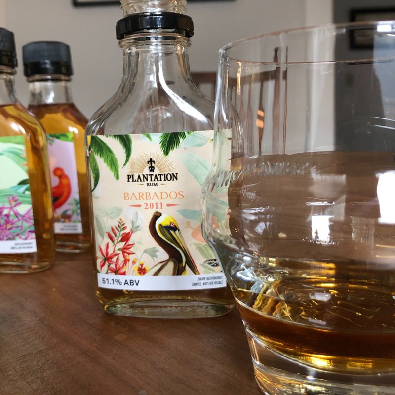 A set of Plantation rums on a table.