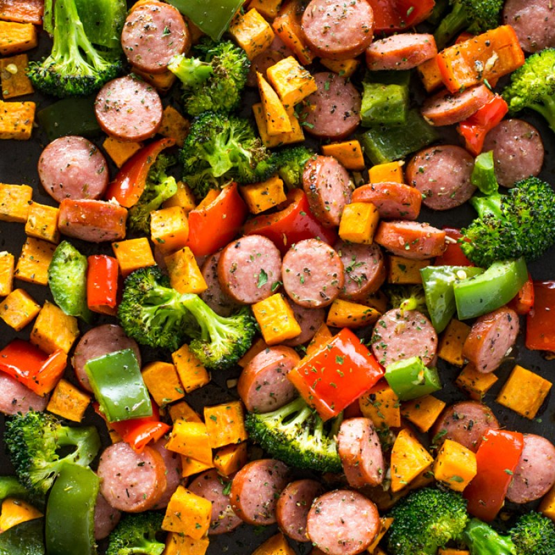 Sausage sheet pan dinner