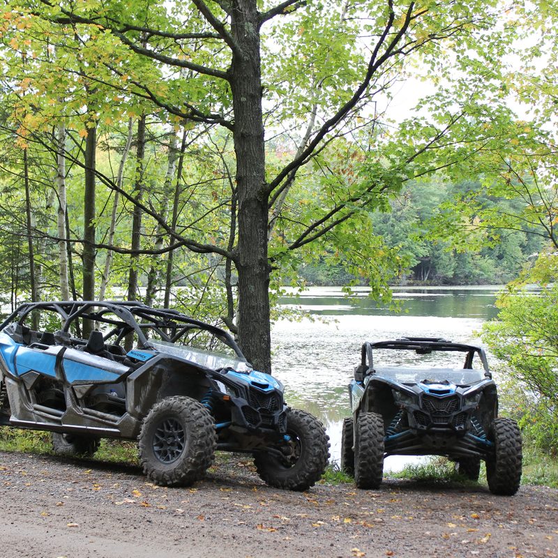 Traveling Wisconsin off road trails in Can Am side by sides.