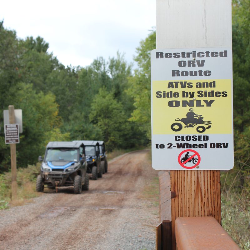 Off road signage on Wisconsin ATV trails.