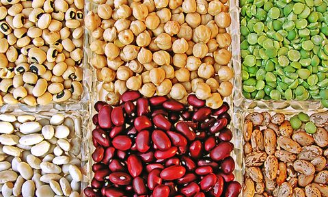 Dried legumes and plant produce.