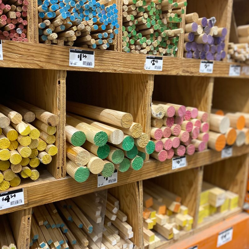 Cubbies with wood dowels
