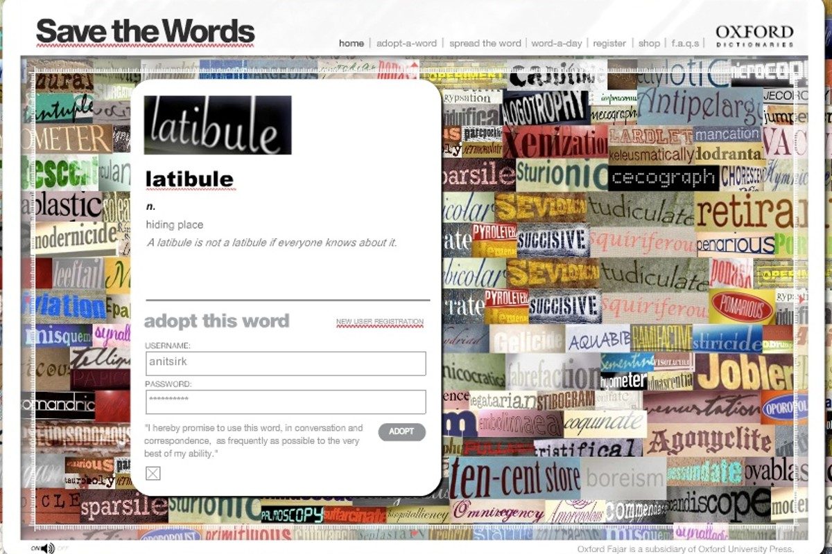 Save the Words website from 2009.