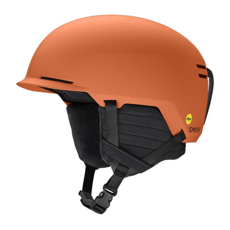 An orange Smith Scout Helmet on a white background.
