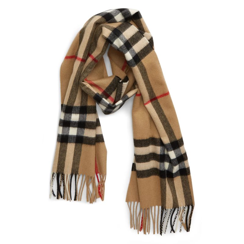 Burberry plaid scarf.