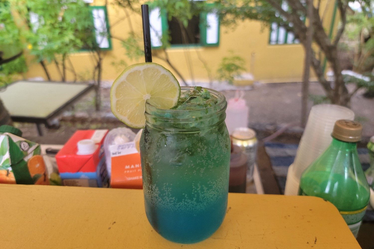 A "Blue Mojito" made with Blue Curacao!