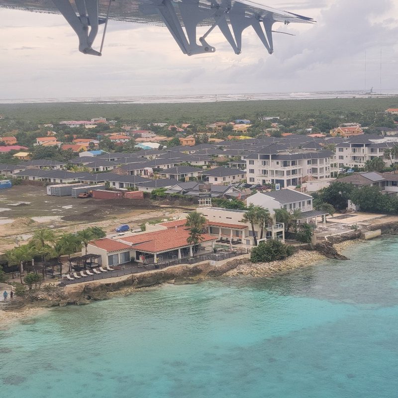 An aerial view of Kralendijk, Bonaire, Caribbean Netherlands.