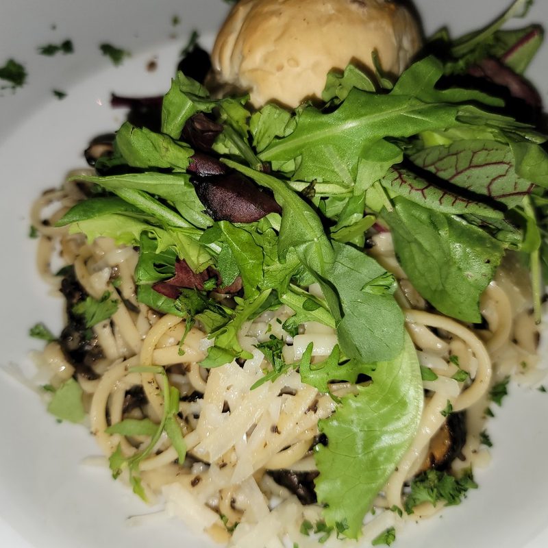 A pasta dinner at Club Trocadero Bonaire in Kralendijk, Bonaire, Caribbean Netherlands.