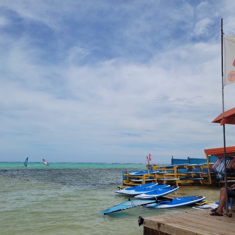 A view of the Caribbean Sea from the Jibe City beach on Bonaire.