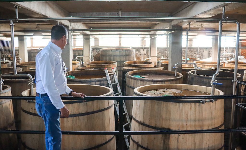 Master Distiller Carlos Camarena oversees the fermentation process at El Tesoro