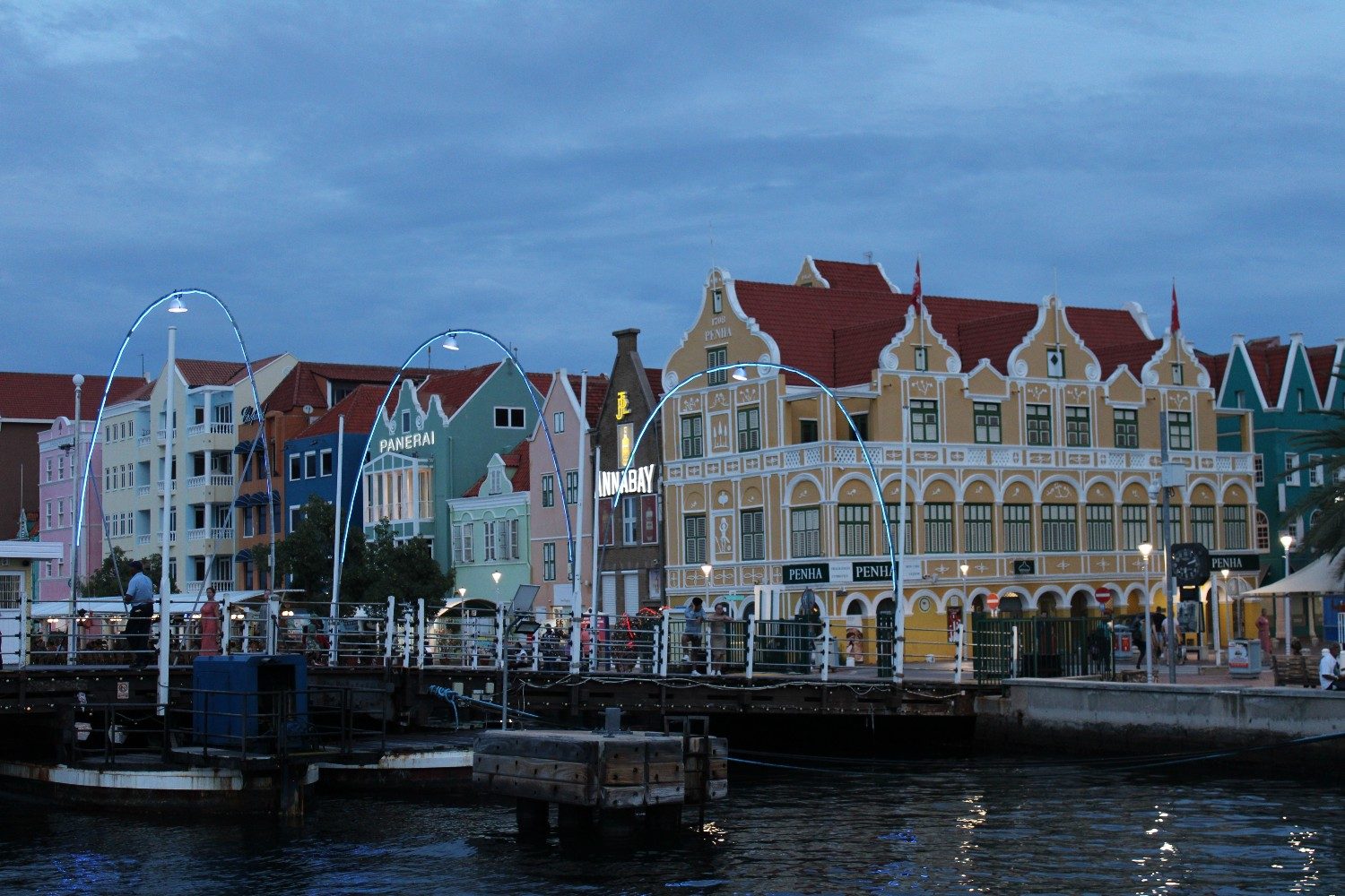 A nighttime view of Willemstad, Curaçao.