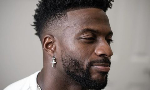 Low fade with beard Emmanuel Sanders