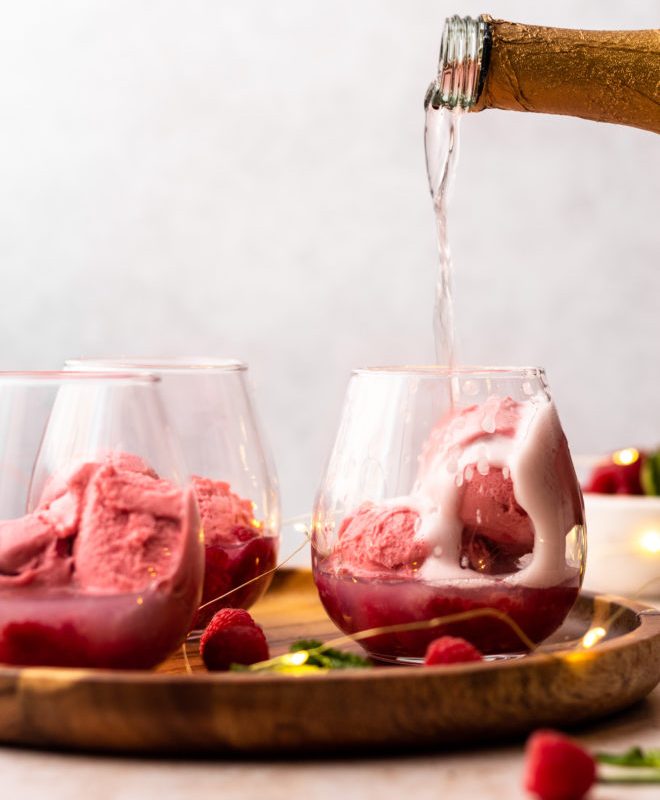 Sparkling raspberry Champagne float