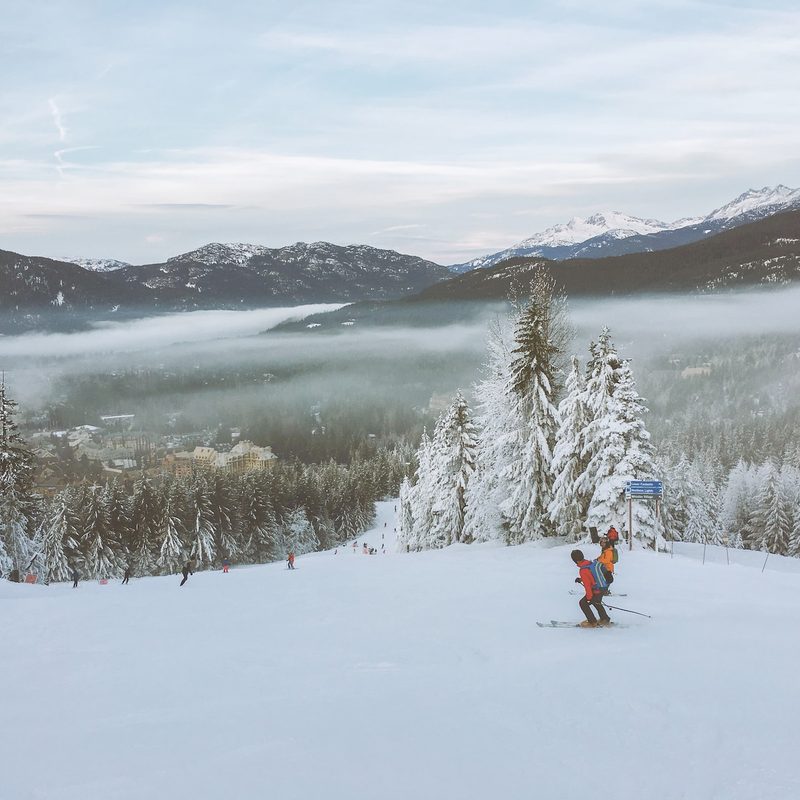 Two skiers at Whistler Blackcomb ski resort