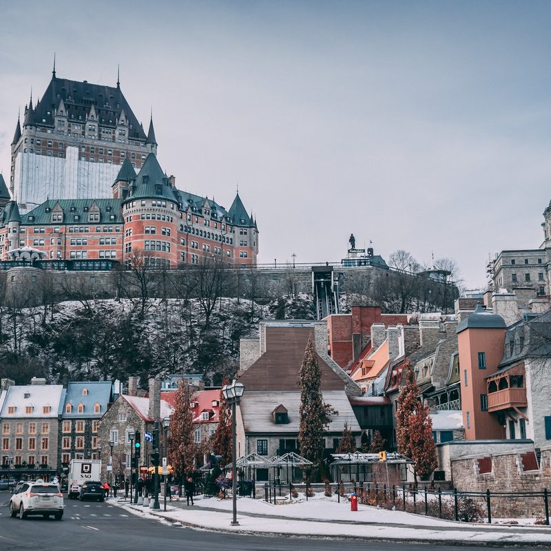 Quebec City skyline in winter.