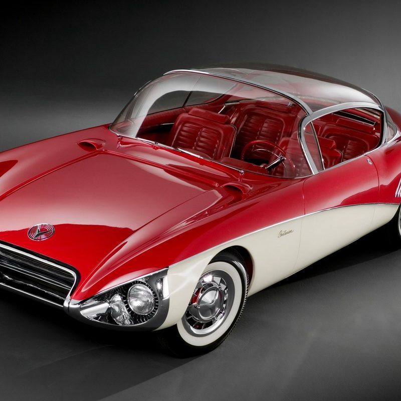 1956 Buick Centurion front end angle from driver's side overhead photo in front of a gray floor.