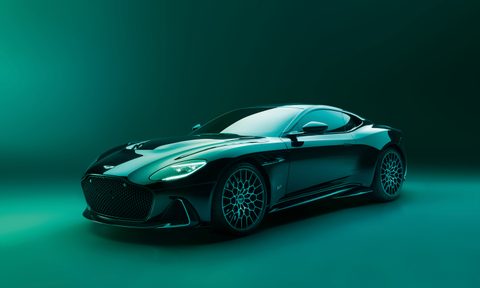 2023 Aston Martin DBS 770 Ultimate trim front end angle from driver's side.